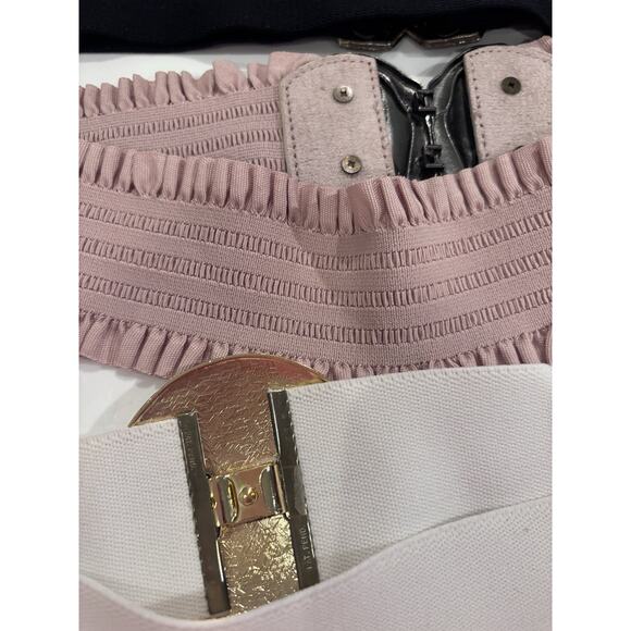 5 Vintage 80's 90's Womens Stretch Belts Wide Retro Glam Metal Lot Y2K - Picture 5 of 7